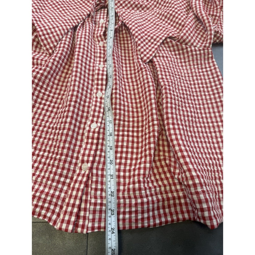 Karlie Red & White Gingham Lrg Oversized Peter Pan Collar Cottagecore Balloon Sl - Picture 7 of 7